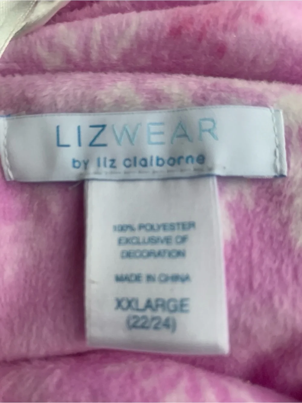 Liz Claiborne Plush Pink Satin-Trim PJ set with Snowflake Print
